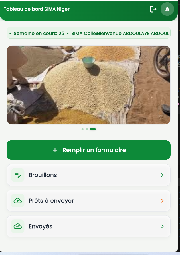 Tableau de bord SIMA Niger