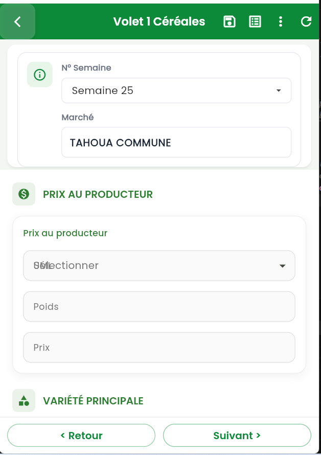 Formulaire céréales — volet 1